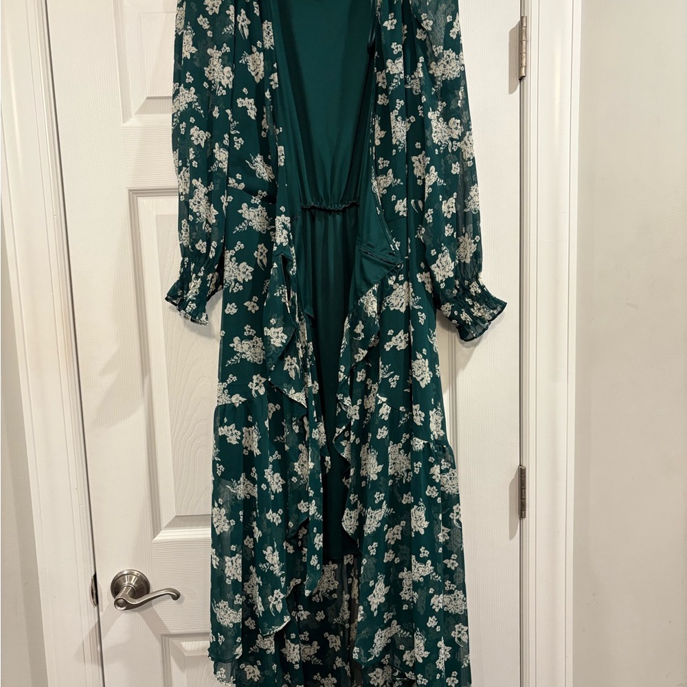 LC Lauren Conrad Floral Green Maxi Dress